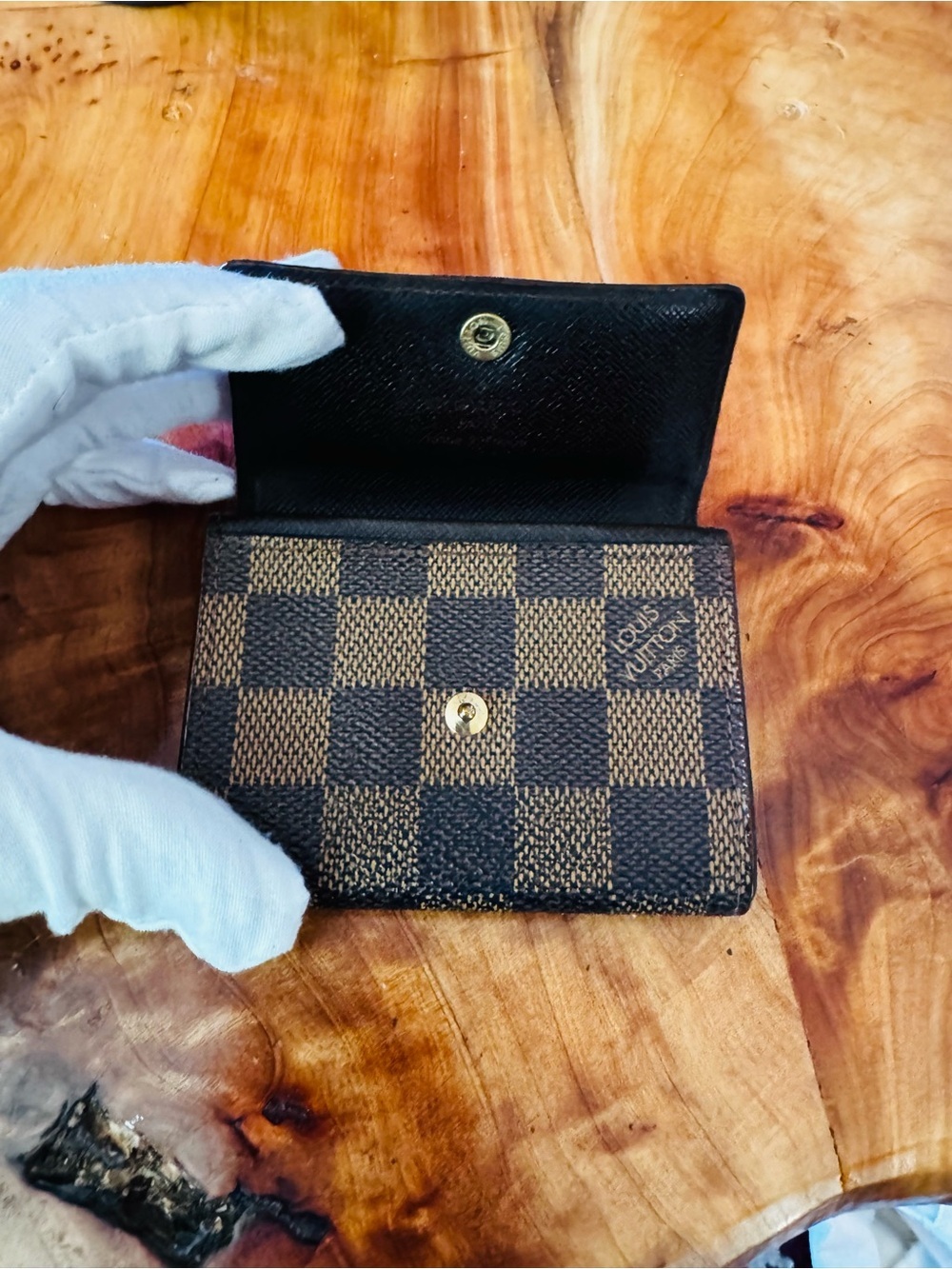 Louis Vuitton Damier Porte Monnaie Plat Coin Purse Wallet Brown - Picture 6 of 16